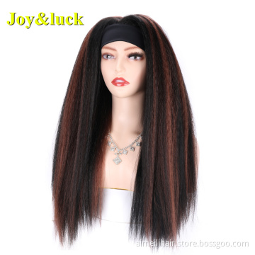 Wholesale Prices Wig For Women Daily life Or Party Natural Long Straight Highlight Brown Synthetic Ladies Black Headband Wig